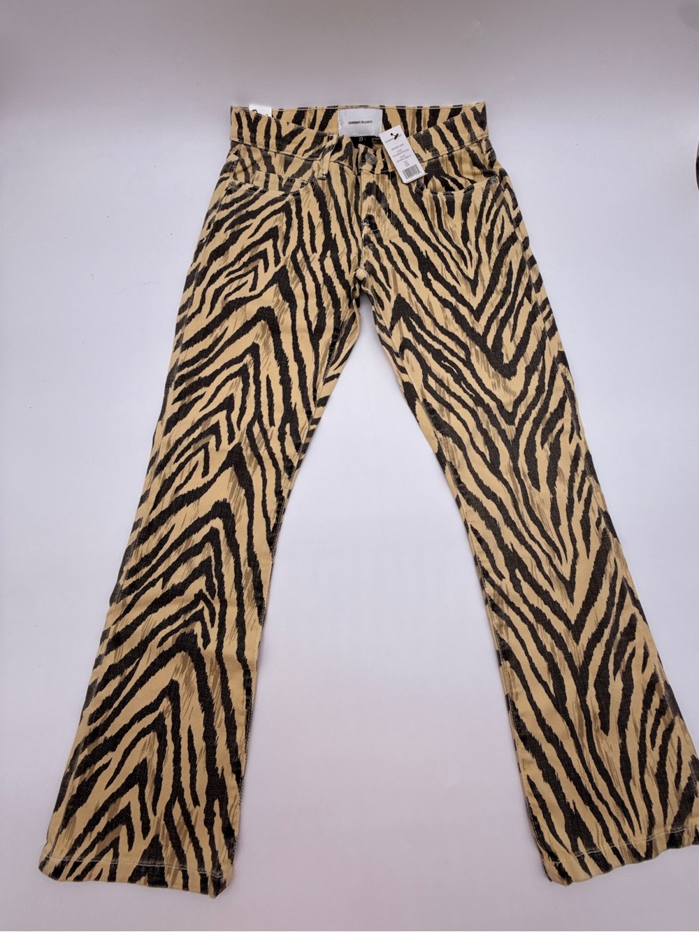 NWT Current/Elliott The Ruby Crop Zebra Print Jeans Size 23